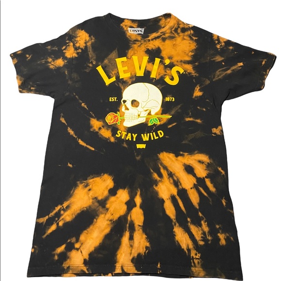Levi's Other - Levi’s Black & Orange Tie-Dye Stay Wild Skull Rose T-Shirt